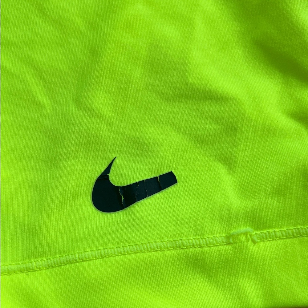 Nike Pro Lime Green Shorts with Gray Waistband - Picture 3 of 4